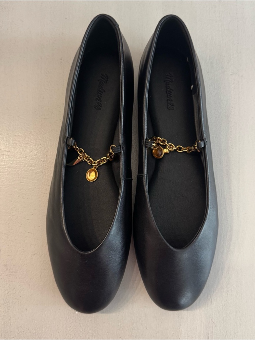 Madewell Womens Black Remy Mary Jane Leather Chain-Accent Ballet Flats Sz 9 NWOT - Picture 5 of 12